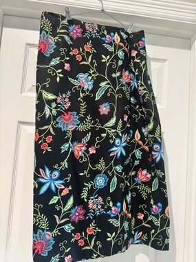Talbots Maxi Wrap Skirt with Multicolor Floral Embroidery Petite 12